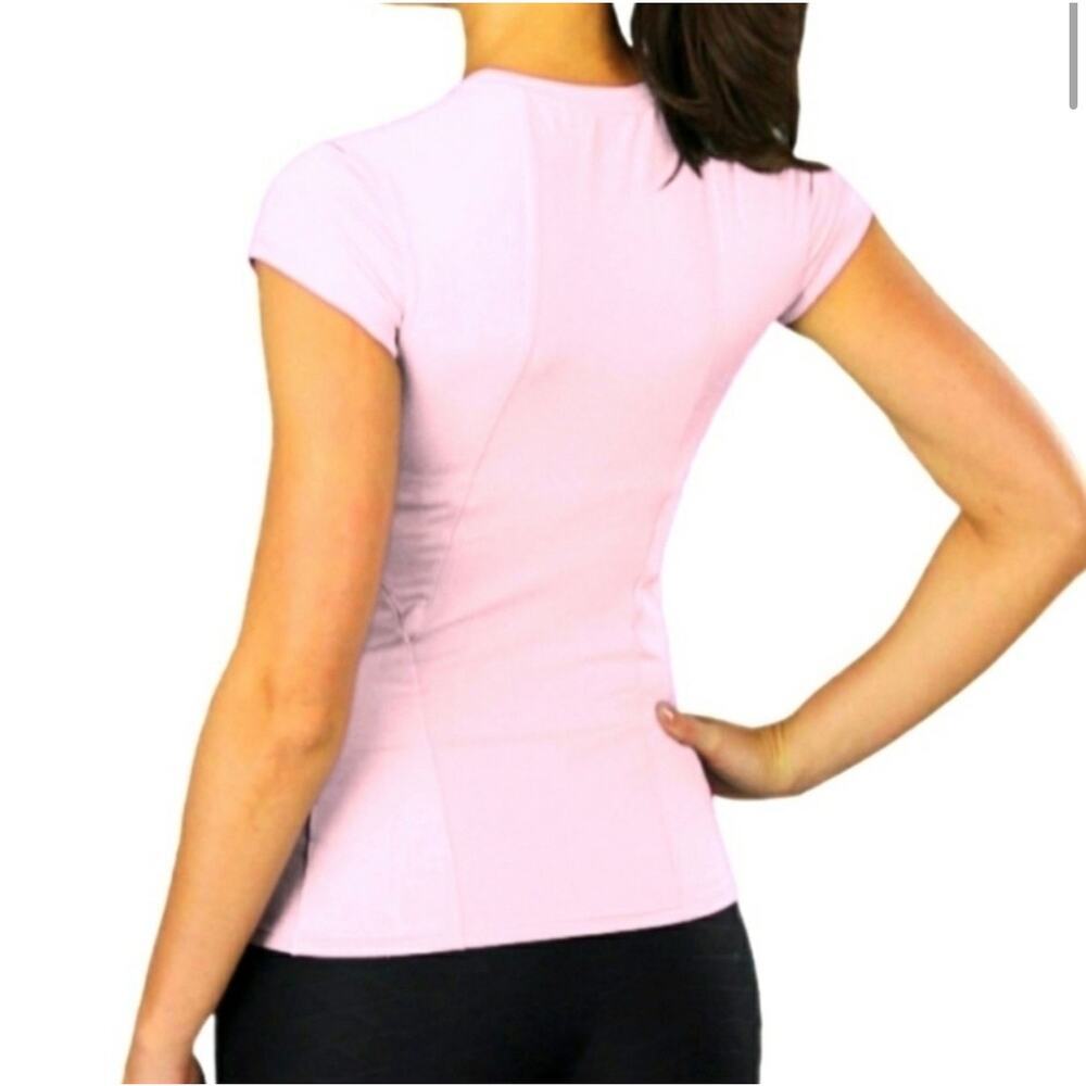 ALO Yoga Light Pink Short Sleeve Fitted Top